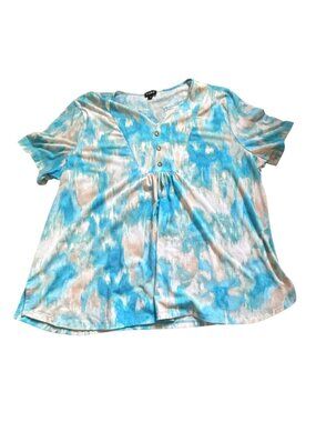 Links womens Flowy Tie-Dye Short Sleeve Blouse-1X-NWT